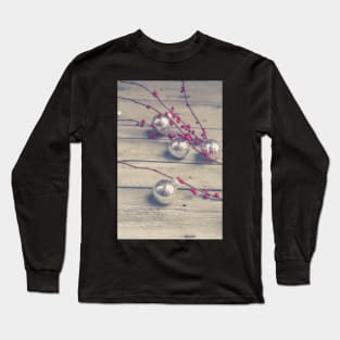 Holly Branch and Holiday Ornaments Long Sleeve T-Shirt